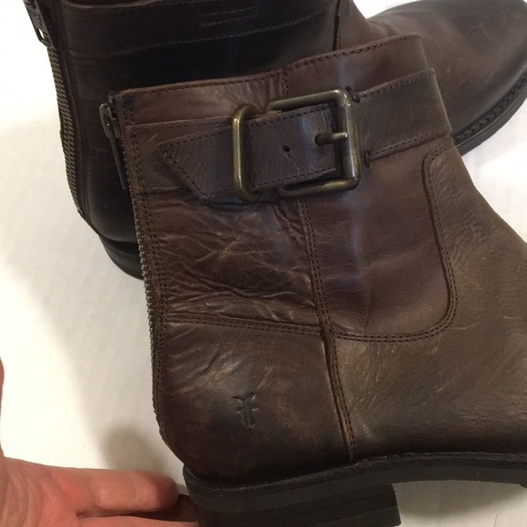 NWT Frye Pippa Leather Ankle Brown Boots - Picture 7 of 13